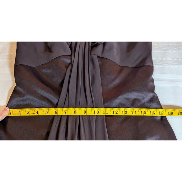 DAVID’S BRIDAL BROWN LONG FORMAL STRAPLESS DRESS W/ CHIFFON DRAPE, PROM SZ 12 - Picture 8 of 12